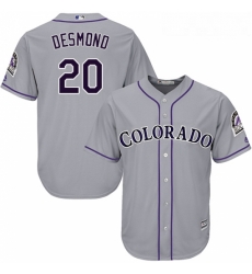 Youth Majestic Colorado Rockies 20 Ian Desmond Authentic Grey Road Cool Base MLB Jersey