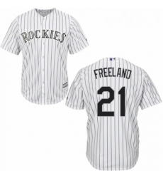 Youth Majestic Colorado Rockies 21 Kyle Freeland Replica White Home Cool Base MLB Jersey 