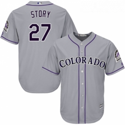 Youth Majestic Colorado Rockies 27 Trevor Story Authentic Grey Road Cool Base MLB Jersey