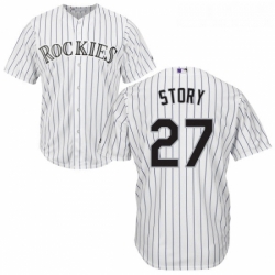 Youth Majestic Colorado Rockies 27 Trevor Story Authentic White Home Cool Base MLB Jersey