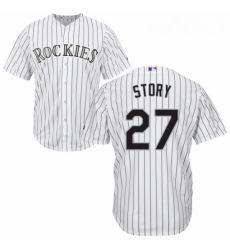 Youth Majestic Colorado Rockies 27 Trevor Story Replica White Home Cool Base MLB Jersey