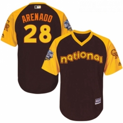 Youth Majestic Colorado Rockies 28 Nolan Arenado Authentic Brown 2016 All Star National League BP Cool Base MLB Jersey
