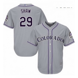 Youth Majestic Colorado Rockies 29 Bryan Shaw Authentic Grey Road Cool Base MLB Jersey 