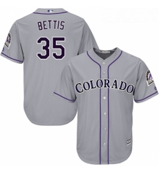 Youth Majestic Colorado Rockies 35 Chad Bettis Authentic Grey Road Cool Base MLB Jersey