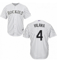 Youth Majestic Colorado Rockies 4 Pat Valaika Authentic White Home Cool Base MLB Jersey 