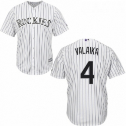 Youth Majestic Colorado Rockies 4 Pat Valaika Authentic White Home Cool Base MLB Jersey 