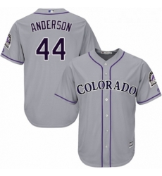 Youth Majestic Colorado Rockies 44 Tyler Anderson Replica Grey Road Cool Base MLB Jersey 