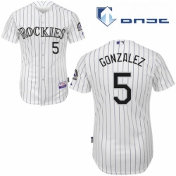 Youth Majestic Colorado Rockies 5 Carlos Gonzalez Authentic White Home Cool Base MLB Jersey