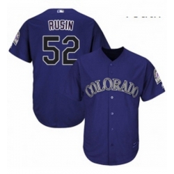 Youth Majestic Colorado Rockies 52 Chris Rusin Authentic Purple Alternate 1 Cool Base MLB Jersey 