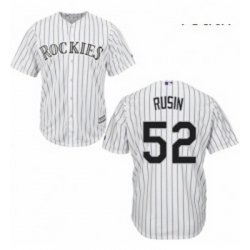 Youth Majestic Colorado Rockies 52 Chris Rusin Replica White Home Cool Base MLB Jersey 