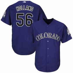 Youth Majestic Colorado Rockies 56 Greg Holland Authentic Purple Alternate 1 Cool Base MLB Jersey 