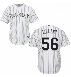 Youth Majestic Colorado Rockies 56 Greg Holland Replica White Home Cool Base MLB Jersey 