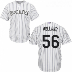 Youth Majestic Colorado Rockies 56 Greg Holland Replica White Home Cool Base MLB Jersey 
