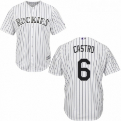 Youth Majestic Colorado Rockies 6 Daniel Castro Authentic White Home Cool Base MLB Jersey 