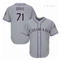 Youth Majestic Colorado Rockies 71 Wade Davis Authentic Grey Road Cool Base MLB Jersey 