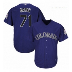 Youth Majestic Colorado Rockies 71 Wade Davis Authentic Purple Alternate 1 Cool Base MLB Jersey 