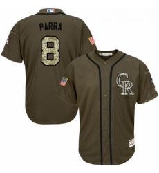 Youth Majestic Colorado Rockies 8 Gerardo Parra Authentic Green Salute to Service MLB Jersey