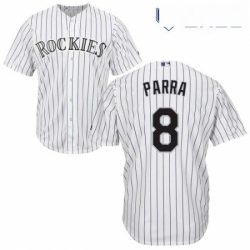 Youth Majestic Colorado Rockies 8 Gerardo Parra Authentic White Home Cool Base MLB Jersey