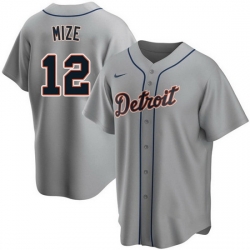 Men Detroit Tigers 12 Casey Mize Grey Cool Base Stitched jersey