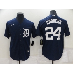 Men Detroit Tigers 24 Miguel Cabrera Navy Cool Base Stitched Jersey