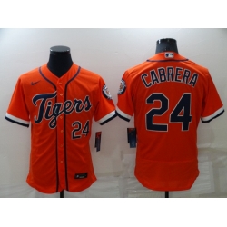Men Detroit Tigers 24 Miguel Cabrera Orange Flex Base Stitched Jerse