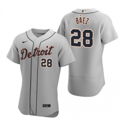 Men Detroit Tigers 28 Javier Baez Grey Flex Base Stitched jersey