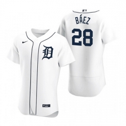 Men Detroit Tigers 28 Javier Baez White Flex Base Stitched jersey