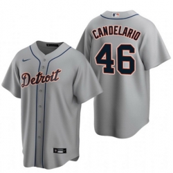 Men Detroit Tigers 46 Jeimer Candelario Grey Cool Base Stitched jersey