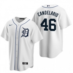 Men Detroit Tigers 46 Jeimer Candelario White Cool Base Stitched jersey
