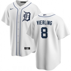 Men Detroit Tigers 8 Matt Vierling White Cool Base Stitched Baseball Jersey