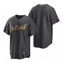 Men Detroit Tigers Blank 2022 All Star Charcoal Cool Base Stitched Jersey