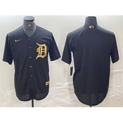 Men Detroit Tigers Blank Black Cool Base Stitched Baseball Jersey