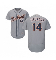 Mens Detroit Tigers 14 Christin Stewart Grey Road Flex Base Authentic Collection Baseball Jersey