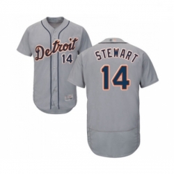 Mens Detroit Tigers 14 Christin Stewart Grey Road Flex Base Authentic Collection Baseball Jersey
