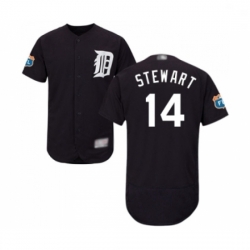 Mens Detroit Tigers 14 Christin Stewart Navy Blue Alternate Flex Base Authentic Collection Baseball Jersey 