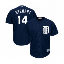 Mens Detroit Tigers 14 Christin Stewart Replica Navy Blue Alternate Cool Base Baseball Jersey 