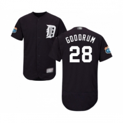 Mens Detroit Tigers 28 Niko Goodrum Navy Blue Alternate Flex Base Authentic Collection Baseball Jersey