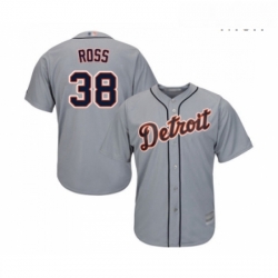 Mens Detroit Tigers 38 Tyson Ross Replica Grey Road Cool Base Baseball Jersey 