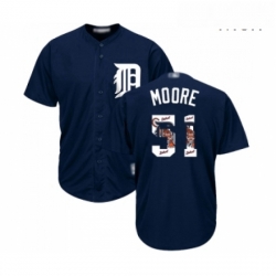 Mens Detroit Tigers 51 Matt Moore Authentic Navy Blue Team Logo Fashion Cool Base Baseball Jersey 