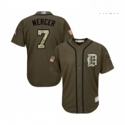 Mens Detroit Tigers 7 Jordy Mercer Authentic Green Salute to Service Baseball Jersey 
