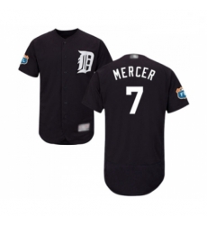 Mens Detroit Tigers 7 Jordy Mercer Navy Blue Alternate Flex Base Authentic Collection Baseball Jersey
