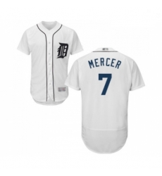 Mens Detroit Tigers 7 Jordy Mercer White Home Flex Base Authentic Collection Baseball Jersey