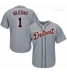 Mens Majestic Detroit Tigers 1 Jose Iglesias Replica Grey Road Cool Base MLB Jersey
