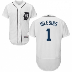 Mens Majestic Detroit Tigers 1 Jose Iglesias White Home Flex Base Authentic Collection MLB Jersey