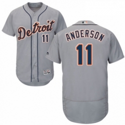 Mens Majestic Detroit Tigers 11 Sparky Anderson Grey Road Flex Base Authentic Collection MLB Jersey
