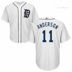 Mens Majestic Detroit Tigers 11 Sparky Anderson Replica White Home Cool Base MLB Jersey 