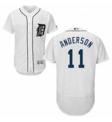 Mens Majestic Detroit Tigers 11 Sparky Anderson White Home Flex Base Authentic Collection MLB Jersey