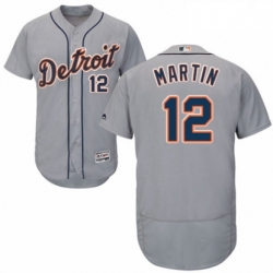 Mens Majestic Detroit Tigers 12 Leonys Martin Grey Road Flex Base Authentic Collection MLB Jersey