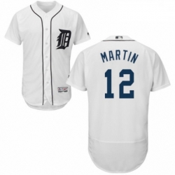 Mens Majestic Detroit Tigers 12 Leonys Martin White Home Flex Base Authentic Collection MLB Jersey