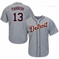 Mens Majestic Detroit Tigers 13 Lance Parrish Replica Grey Road Cool Base MLB Jersey